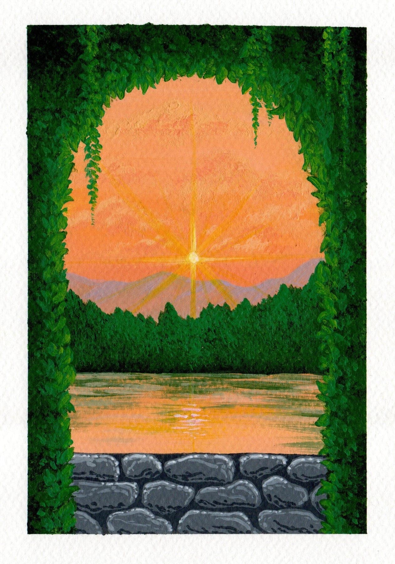 Print Atardecer en el Lago — Print - Gouache